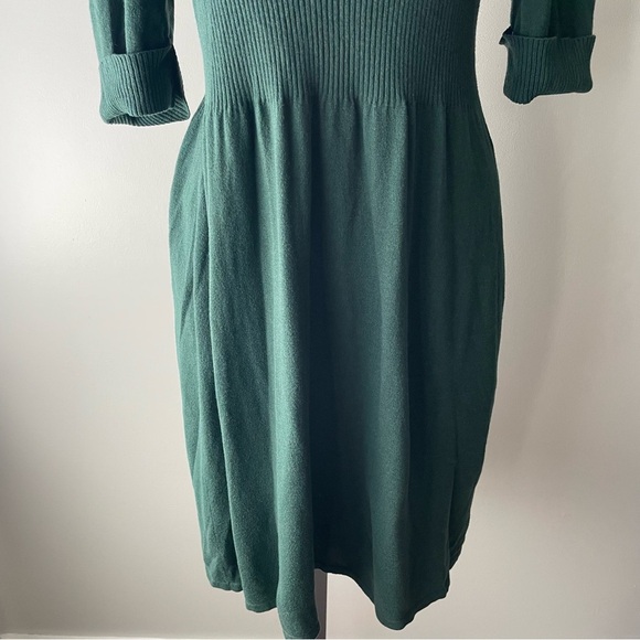 Jones & Co Angora Rabbit Hair Blend Cowl Neck Sweater Dress Green Size Medium - Picture 5 of 9